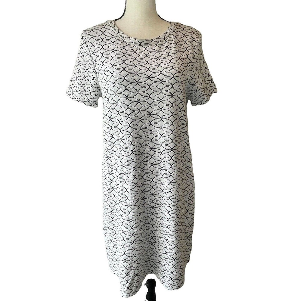 Zara TRF Collection Black White Geometric Knit Dress Size L